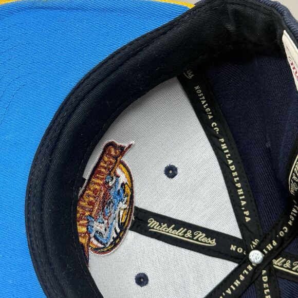 Golden State Warriors Mitchell & Ness NBA Snapback Hat Cap 3D Logo Navy Yellow - Picture 9 of 11